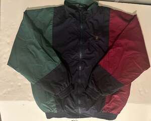 IZOD Vintage 90s Colorblock Full-Zip Windbreaker Jacket Navy Burgundy Green M